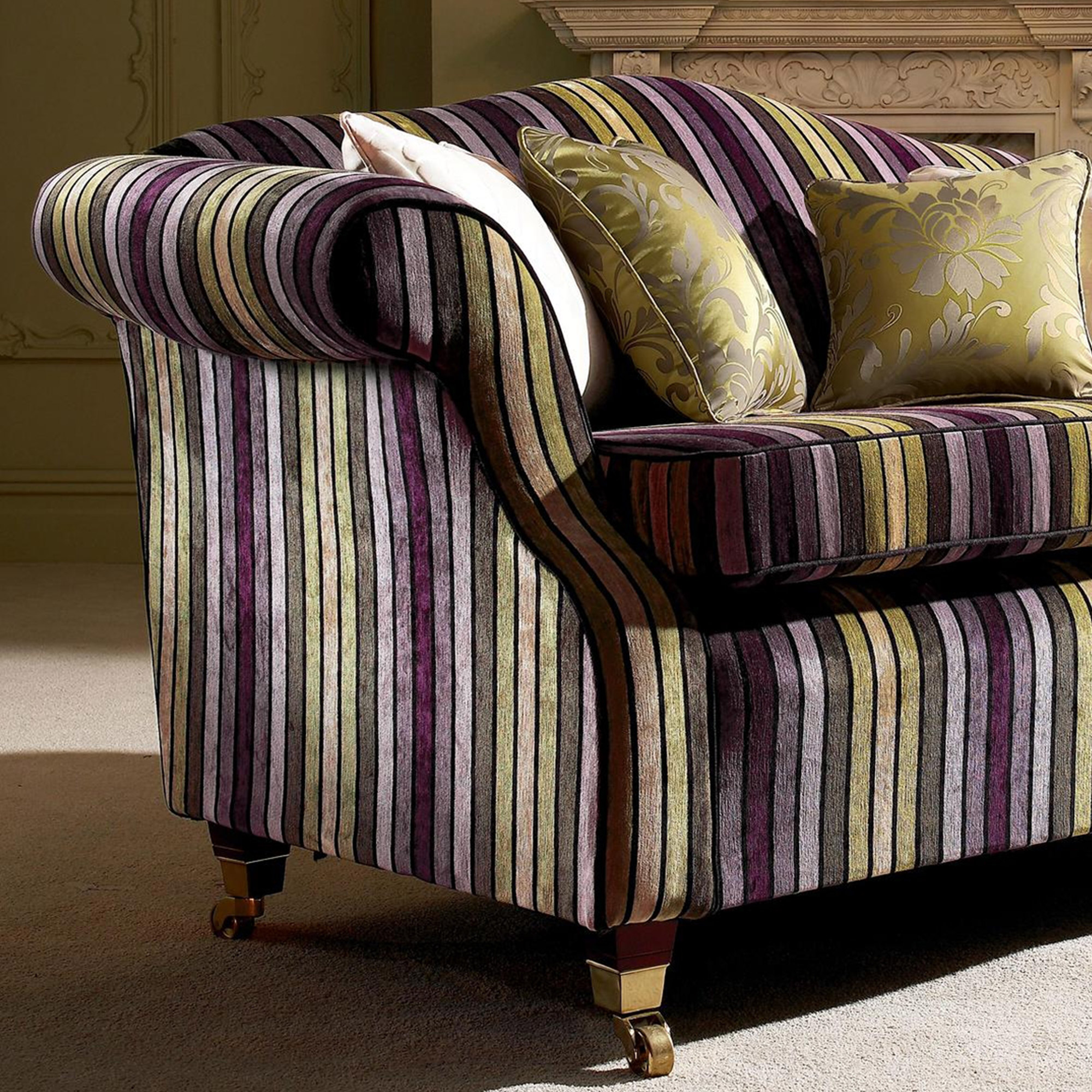 Fabric Details italian stripe aubergine/green Fabrics Range by Plumbs