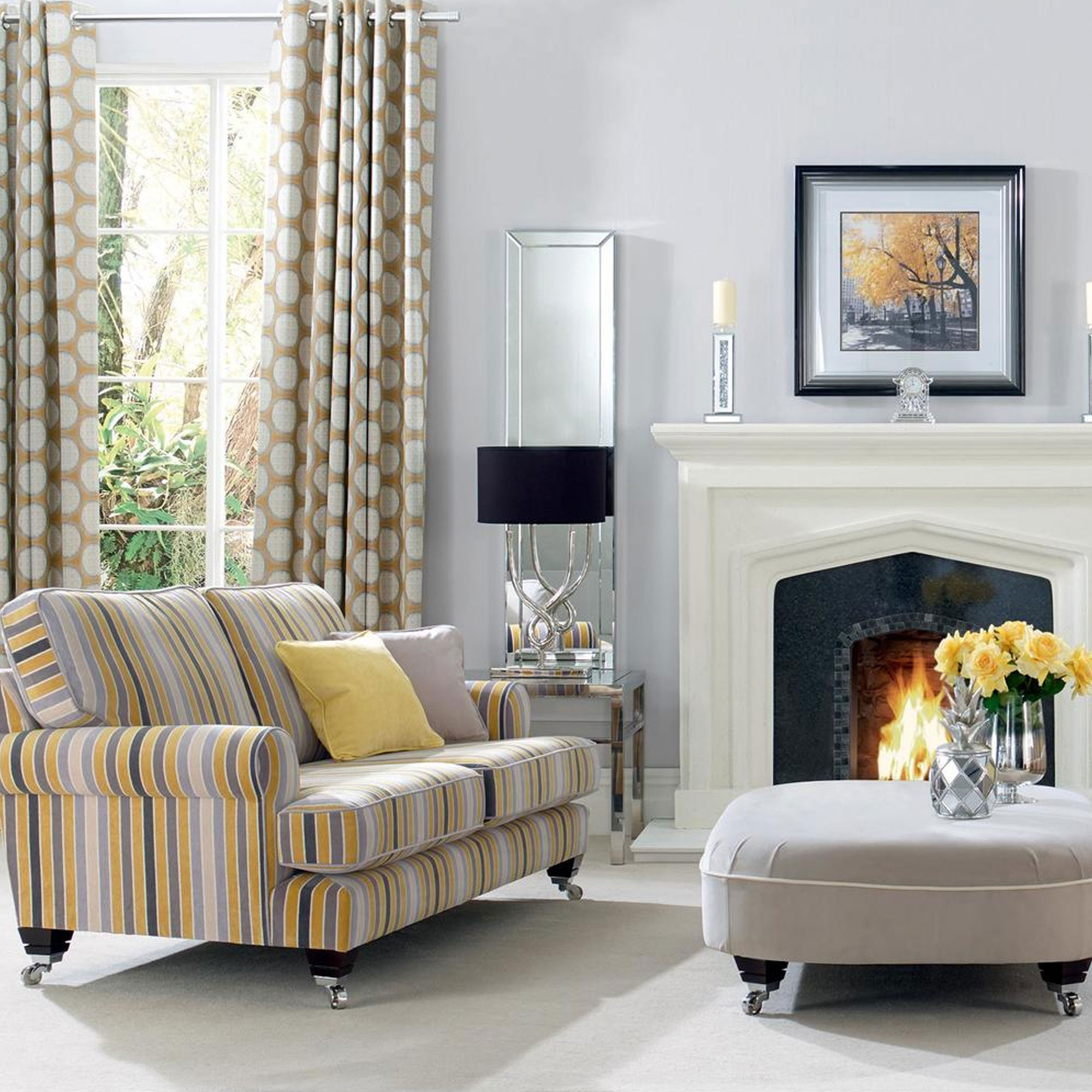 Fabric Details italian stripe saffron/grey Fabrics Range by Plumbs