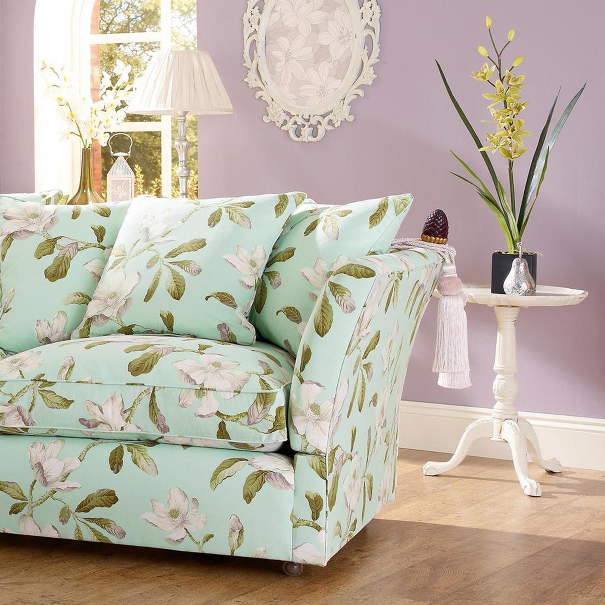 Fabric Details magnolia gardens duck egg Fabrics Range by Plumbs